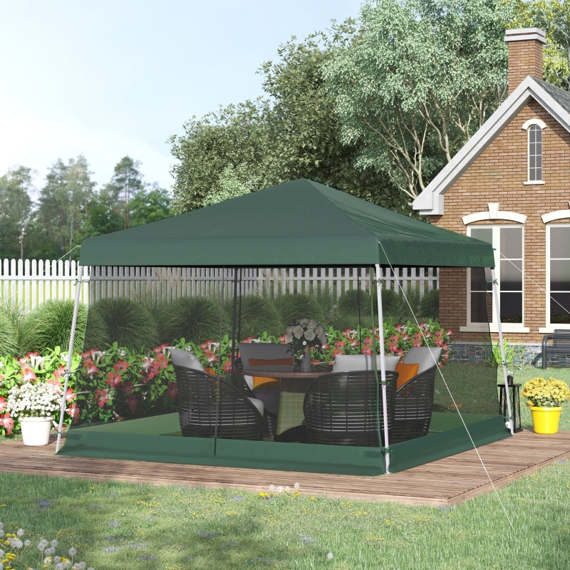 Best Outdoor Garden Pop-up Gazebo Canopy Tent Sun Shade Event Shelter Folding with Adjustable Height, Mesh Screen Side Walls 3.5 M × 3.5 M Base / 3 M × 3 M Top, Green - Image 10