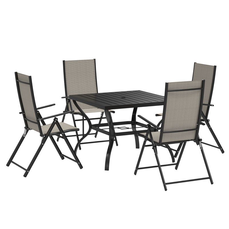 Best Five-Piece Steel Frame Patio Set - Khaki/Black - Image 11