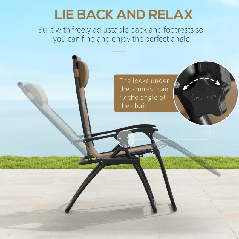 Best Zero Gravity Lounger Chair Set of 2, Folding Reclining Patio Chair with Padded Seat, Cup Holder, Soft Cushion and Headrest for Poolside, Camping, Coffee - Image 4