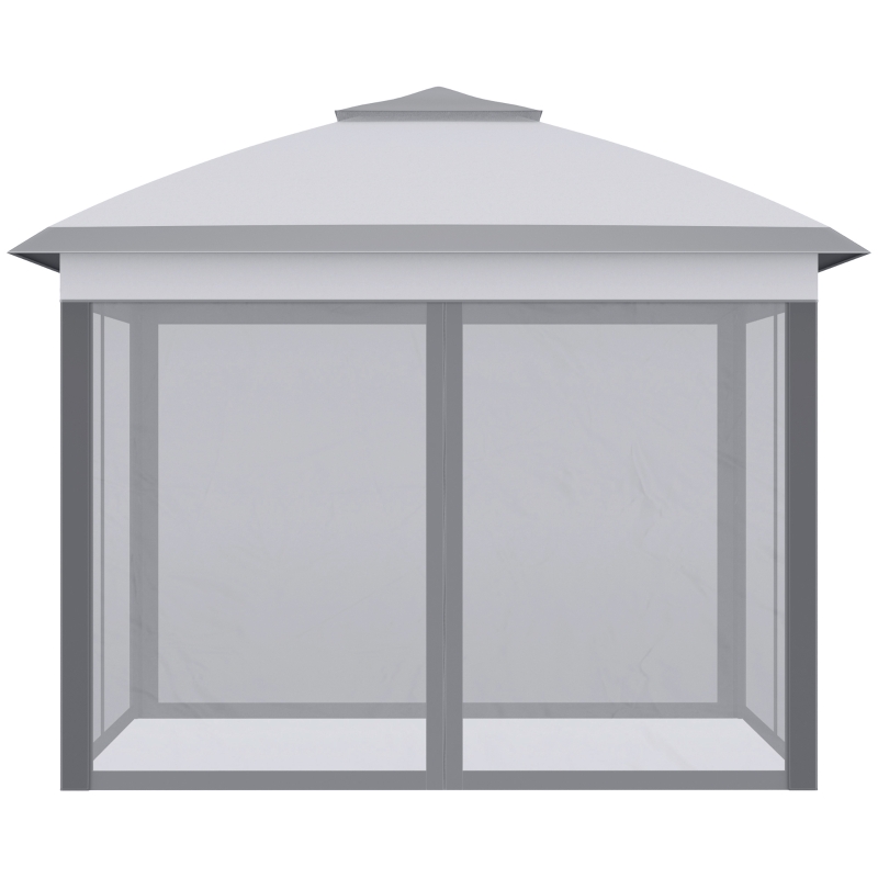Best 3.3 x 3.3m Pop Up Gazebo, Double Roof Foldable Canopy Tent with Zipped Mesh Sidewalls, Height Adjustable and Carrying Bag, Event Tent for Patio Garden, Grey - Image 8