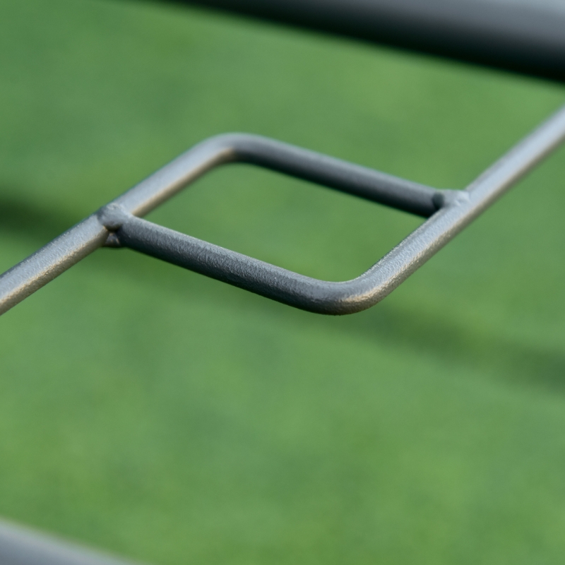 Best Garden Dining Table Glass Top Metal Frame with Parasol Hole Outdoor Balcony Grey 140L x 80Wcm - Image 11