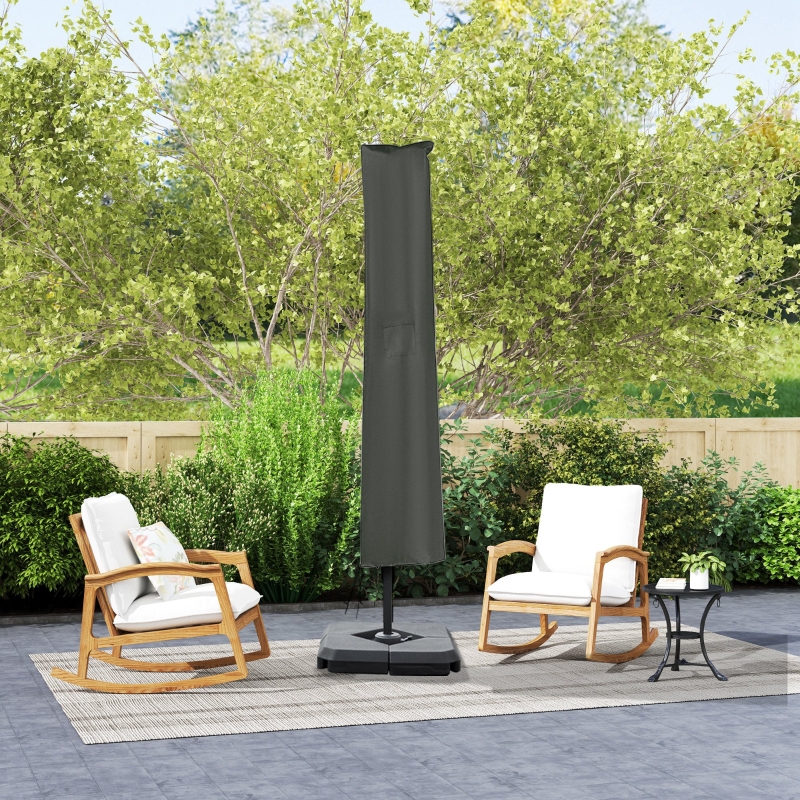 Best 2.7 x 2.7(m) Cantilever Parasol with Aluminium Frame, Crank and Tilt, 360° Rotation, Double Top Garden Umbrella with Base and Cover, Khaki - Image 9