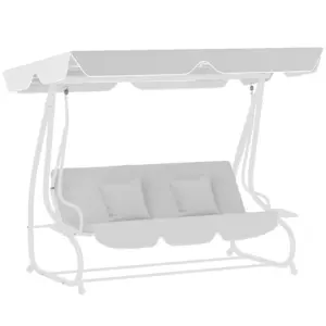 Best Garden Swing Canopy Replacement 3 Seater, Waterproof Garden Swing Seat Canopy Cover, Windproof Anti-UV Sun Shade (Canopy Only) for Patio, Balcony, Light Grey