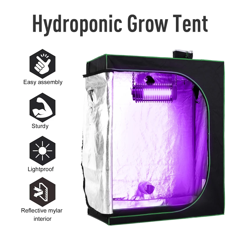 Best Grow Tent Reflective Mylar Hydroponic with Adjustable Vents and Floor Tray for Indoor Plant Growing, 120 x 60 x 150 cm (47" x 23.5" W x 59") - Image 5