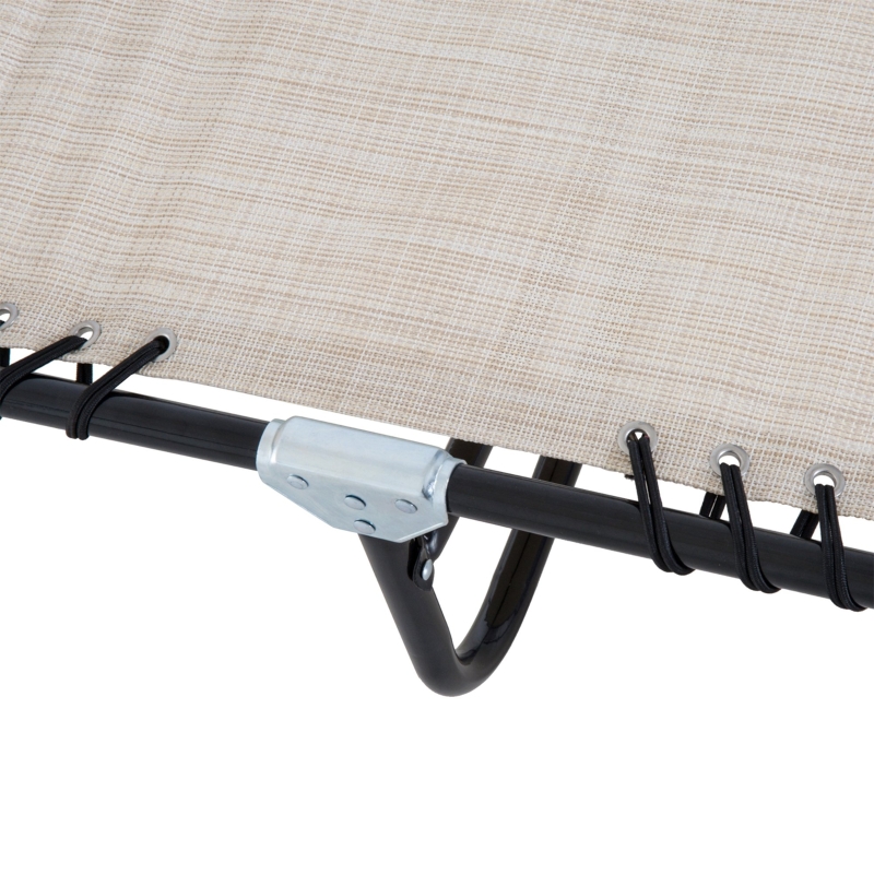 Best Foldable Sun Lounger, Outdoor 4 Level Adjustable Backrest Reclining Chaise Chair, Steel Frame Recliner Chair for Camping, Hiking, Cream White - Image 9