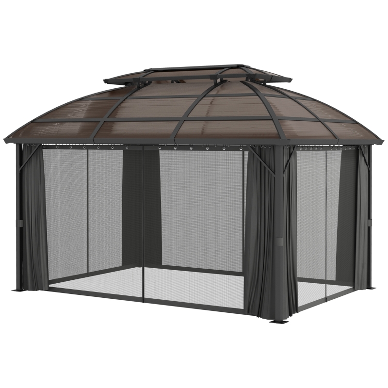 Best 4 x 3m Aluminium Frame Hard Gazebo, with Accessories - Brown - Image 11