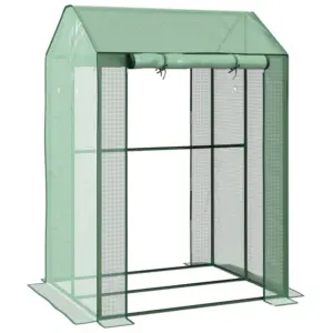 Best Green House, Mini Greenhouse with 2 Roll-up Doors, Vent Holes and Reinforced Cover, 100 x 80 x 150cm