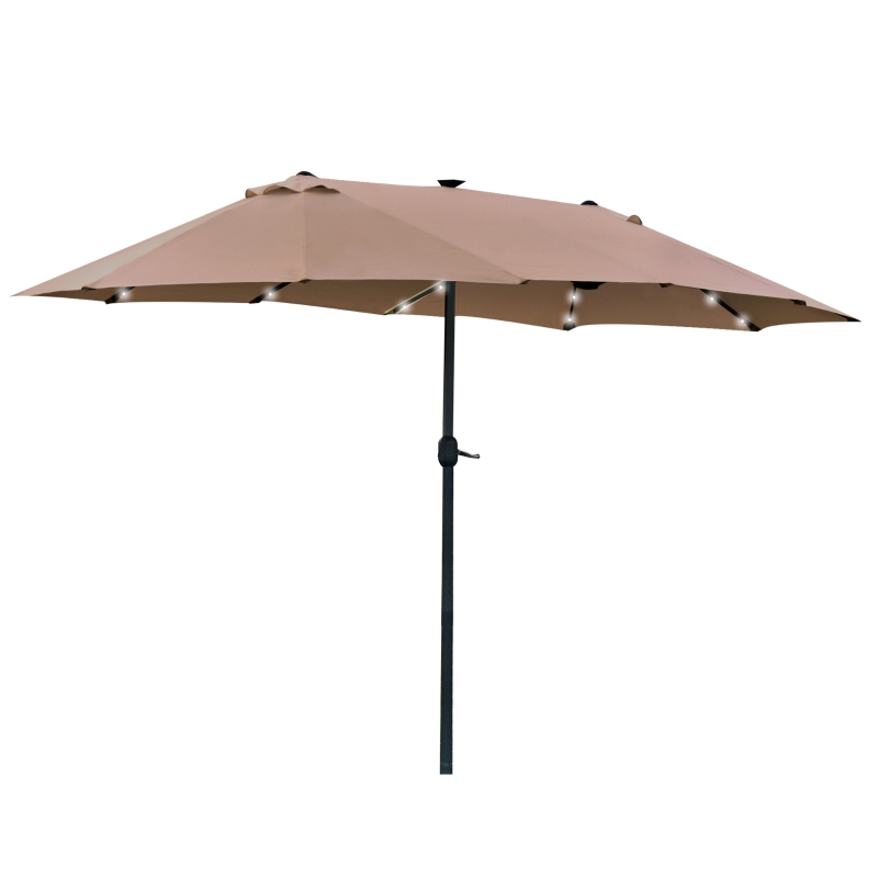 Best Garden Parasol 4.4m Double-Sided Sun Umbrella Patio Parasol LED Solar Lights Khaki - Image 11