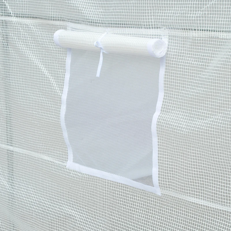 Best 3.5 x 2 x 2 m Polytunnel Greenhouse, Walk-in Green House for Garden with Mesh Windows, Galvanised Steel Frame, White - Image 7