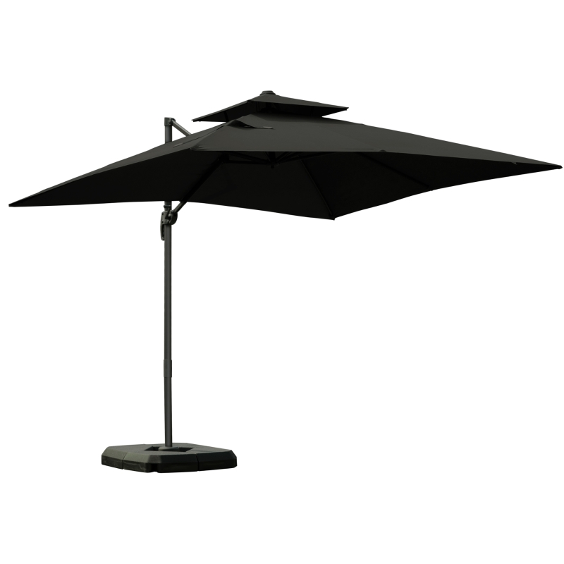 Best Cantilever Parasol 360 Degree Rotation Angle Adjustment Outdoor Market Garden Umbrella - Dark Grey - Image 12