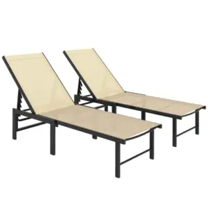 Best Set of Two Reclining Sun Loungers - Khaki