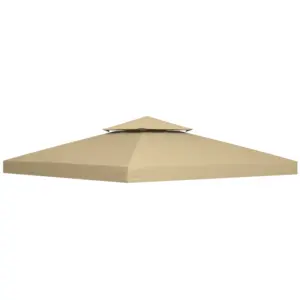 Best 3(m) Gazebo Top Cover Double Tier Canopy Replacement Pavilion Roof Deep Beige