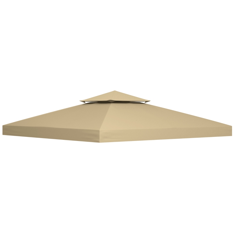 Best 3(m) Gazebo Top Cover Double Tier Canopy Replacement Pavilion Roof Deep Beige