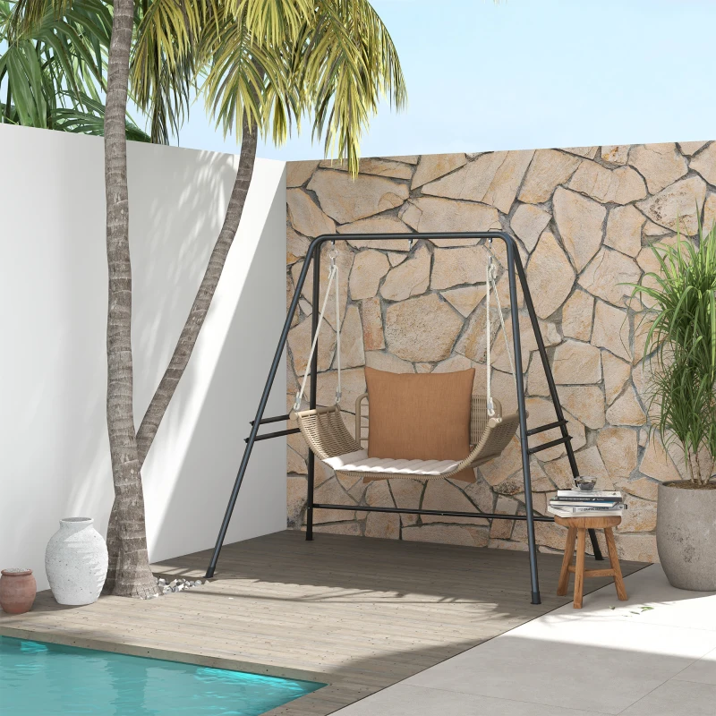 Best Hammock Chair Stand, Hanging Heavy Duty Metal Frame Hammock Stand for Hanging Hammock Air Porch Swing Chair, Egg Chair, Black - Image 2