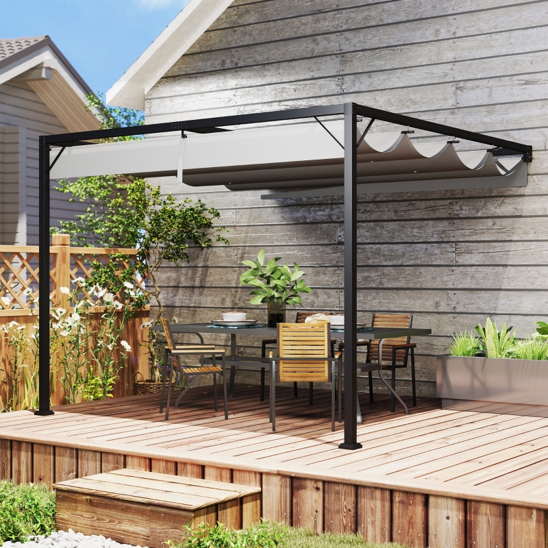 Best 3 x 3(m) Outdoor Pergola with Retractable Canopy - Grey - Image 9