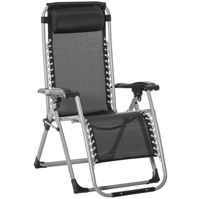 Best 2pc Reclining Zero Gravity Sun Loungers ,Folding Chaise Lounge Chair with Cushions, Dark Grey - Image 13