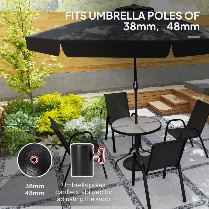 Best 12kg Garden Parasol Base, Round Resin Garden Umbrella Base, Heavy Duty Parasol Stand for 38mm or 48mm Outdoor Umbrella Poles, Black - Image 4