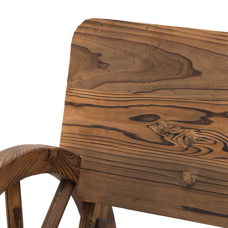 Best Fir Wood 2-Seater Outdoor Garden Wagon Wheel Bench - Image 9