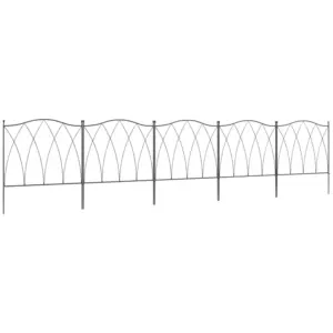 Best Set of Five 61.5cm Decorative Metal Fence Panels - Black