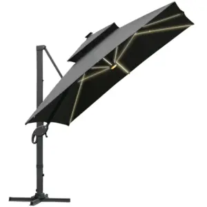 Best 3 x 3(m) Aluminum Sun Square Canopy Top w/ Adjustable Pole Angle Dark Grey