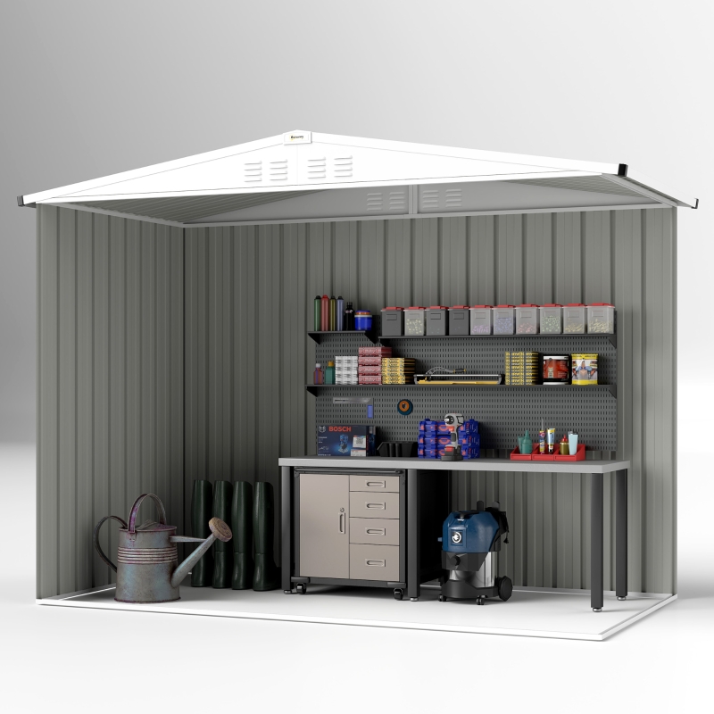 Best 8 x 4 ft Metal Garden Shed, Garden Storage Shed with Window, 4 Vents and Lockable Door, Waterproof Galvanised Steel Tool Storage Shed, Dark Grey - Image 9