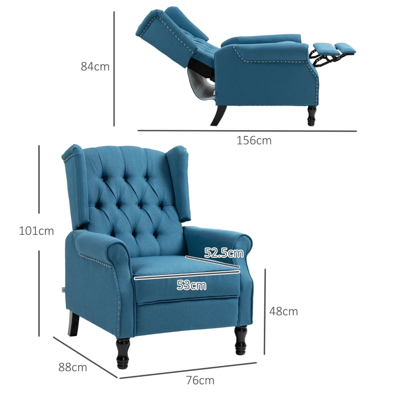 Best 150° Reclining Vintage Armchair, with footrest - Blue - Image 3