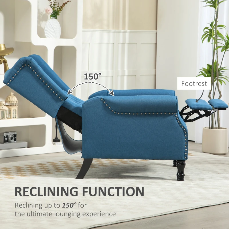 Best 150° Reclining Vintage Armchair, with footrest - Blue - Image 4