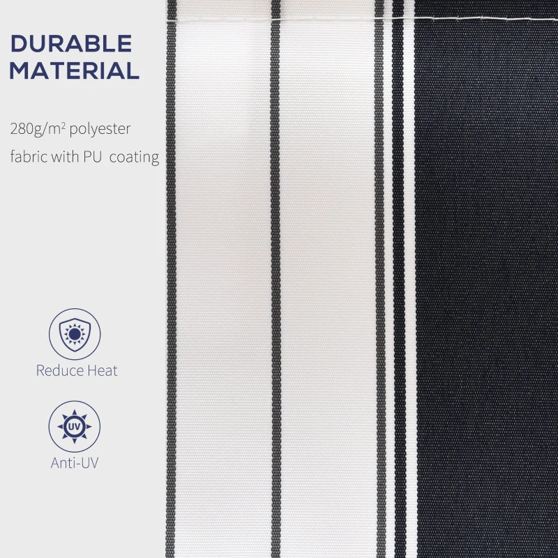Best Manual Retractable Awning, 2.5x2 m-Dark Blue/White Stripes - Image 4