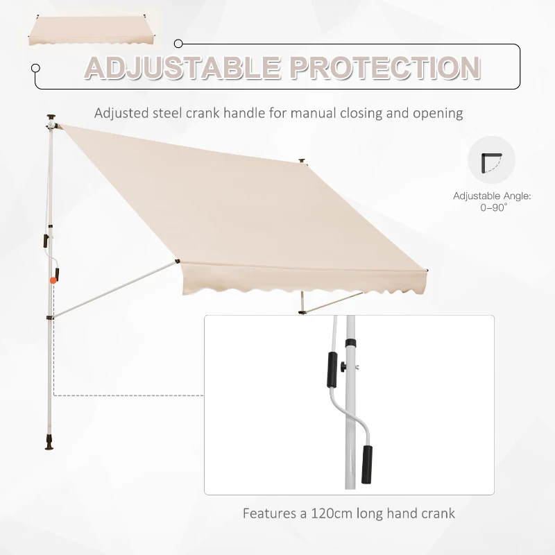 Best 3x1.5m Adjustable Outdoor Aluminium Frame Awning Beige - Image 5