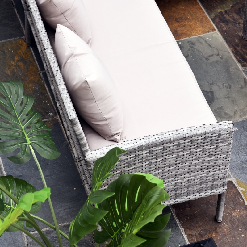 Best 6-Seater Rattan Dining Set Sofa Table Footstool Outdoor w/ Cushion Garden Furniture - Image 9