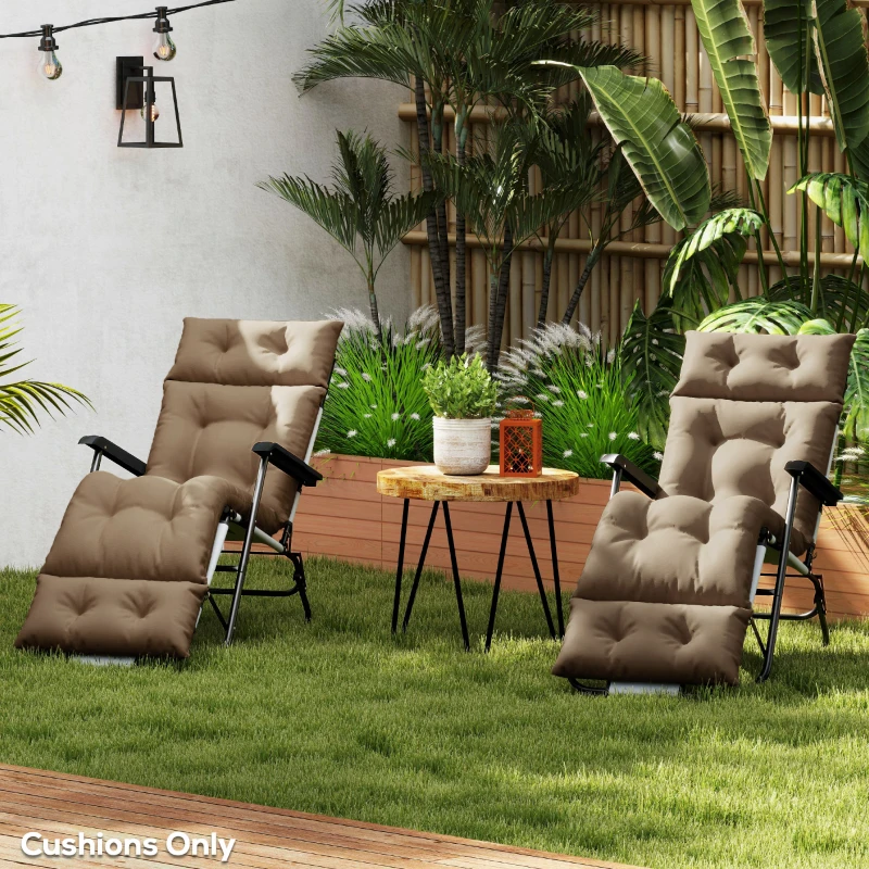 Best Set of Two 190 x 56cm Sun Lounger Cushions - Khaki - Image 8