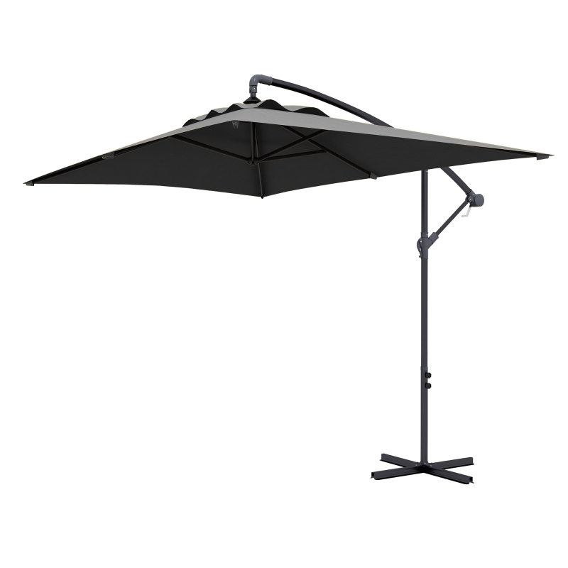 Best 3(m) Cantilever Overhanging Parasol, with Cross Base - Grey - Image 11