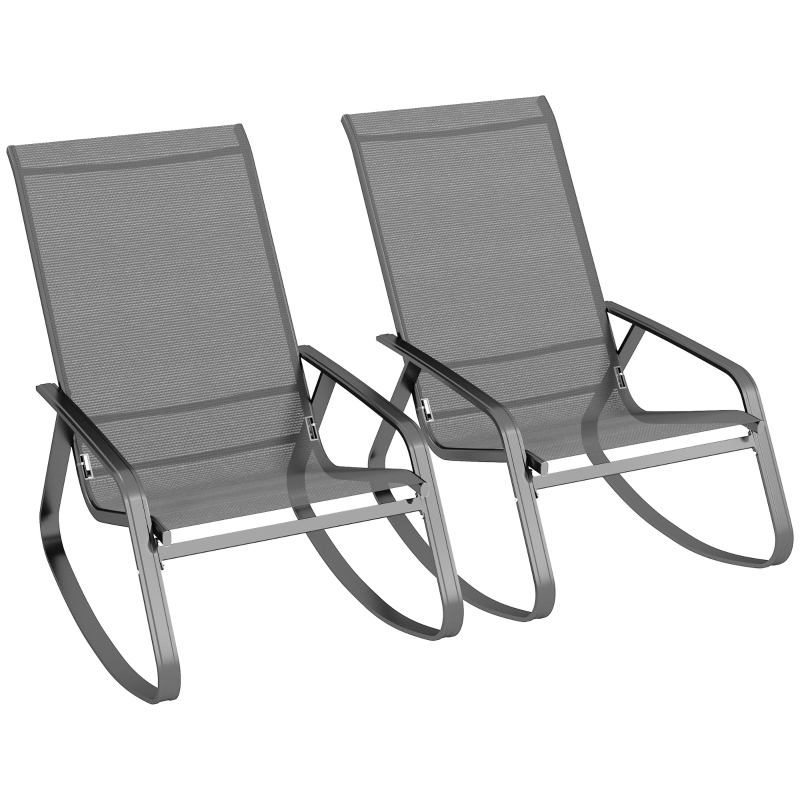 Best Set of Two Rocking Garden Chairs - Grey - Image 10