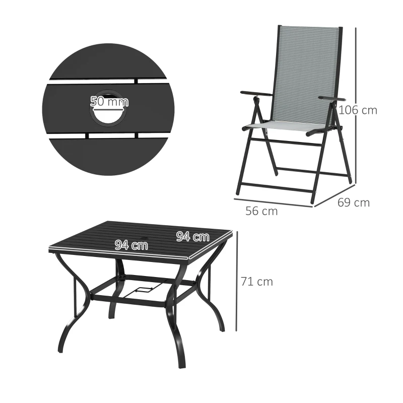 Best Five-Piece Steel Frame Patio Set - Grey/Black - Image 3