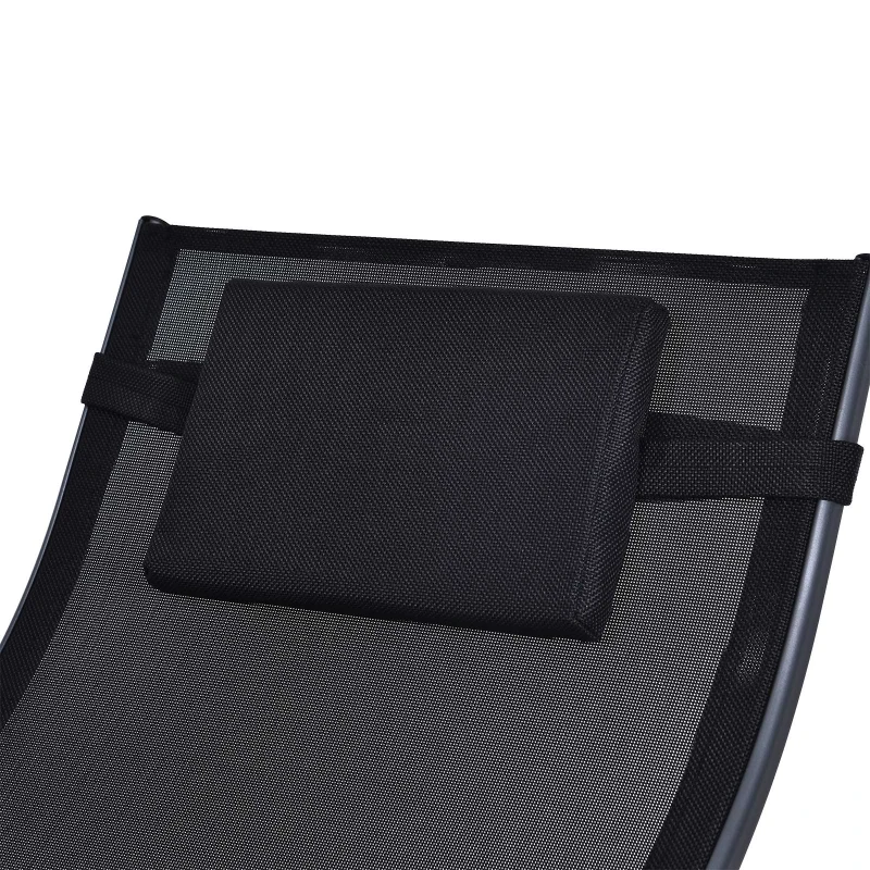 Best Garden Rocking Chair with 5-Level Adjustable Backrest, Rocking Sun Lounger with Removeable Headrest Pillow, Footrest, Armrest and Safety Stopper, Black - Image 8