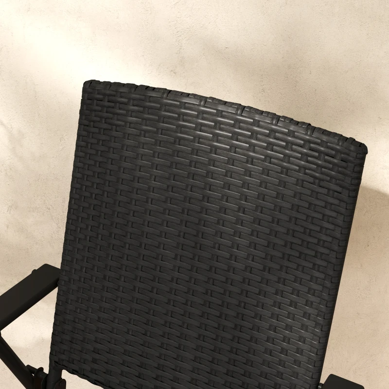 Best Set of Two Folding Rattan Seat Chairs - Black - Image 8