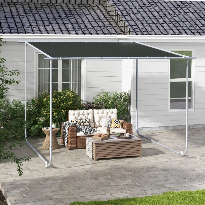 Best 3 x 3(m) Mobile Pergola Kit, Portable Garden Gazebo with Wheels, Sandbags, Steel Frame, UV-Resistant - Image 2
