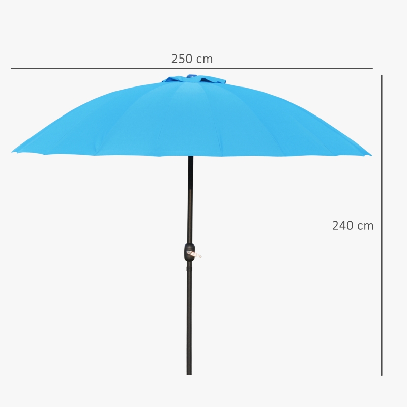 Best 2.5m Shanghai Garden Parasol Umbrella with Crank & Tilt, Adjustable Outdoor Sun Shade, Blue - Image 3