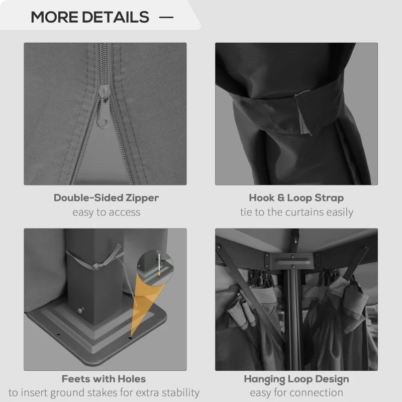 Best 3 x 3(m) Patio Gazebo Canopy Garden Pavilion Tent Shelter Marquee with 2 Tier Water Repellent Roof, Mosquito Netting and Curtains, Aluminium Frame, Dark Grey - Image 5