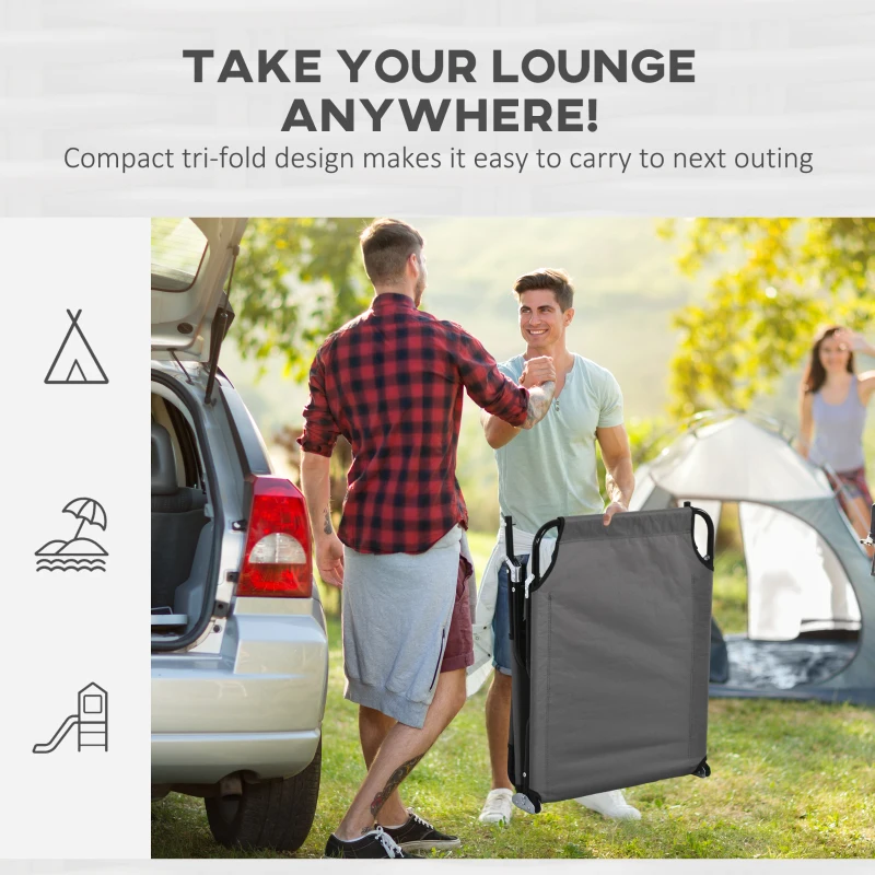 Best Outdoor Folding Sun Lounger Set of 2 with Face Hole, 4 Level Adjustable Backrest Reclining Garden Lounger, Garden Recliner Sunbed with 600 D Oxford Cloth Seat and Pillow for Beach, Dark Grey - Image 8