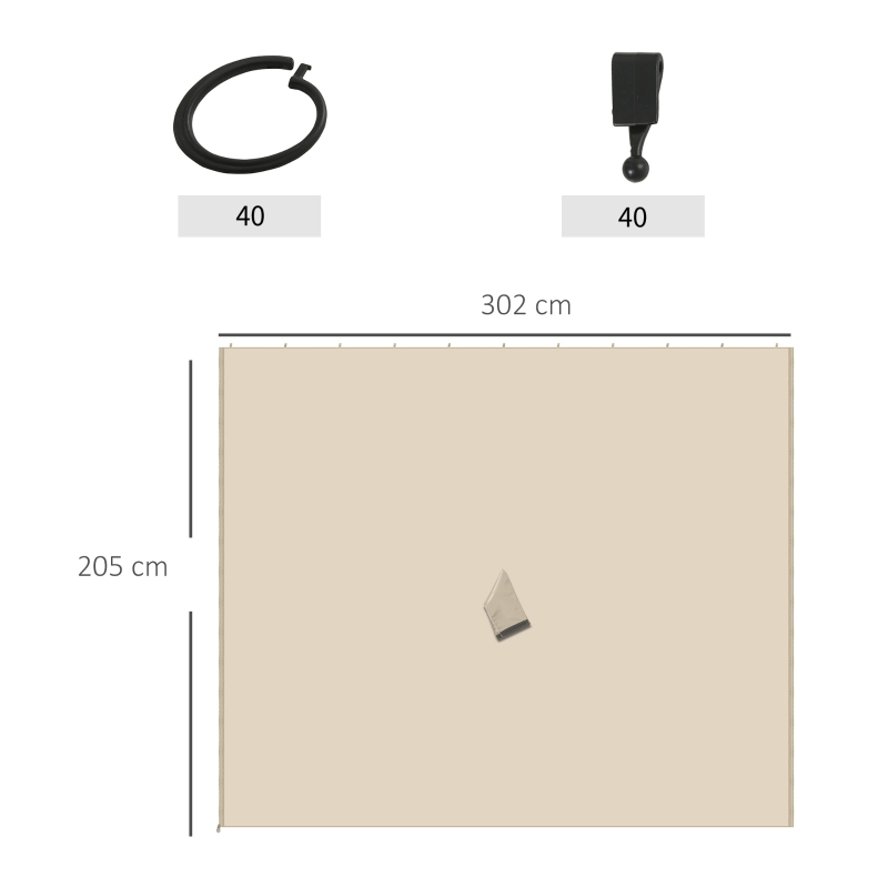 Best Replacement Gazebo Curtains, 4-Panel Gazebo Side Panels Only, for 3 x 3 (M) Gazebos or Pergolas, Hooks/C-Rings Included, Beige - Image 3