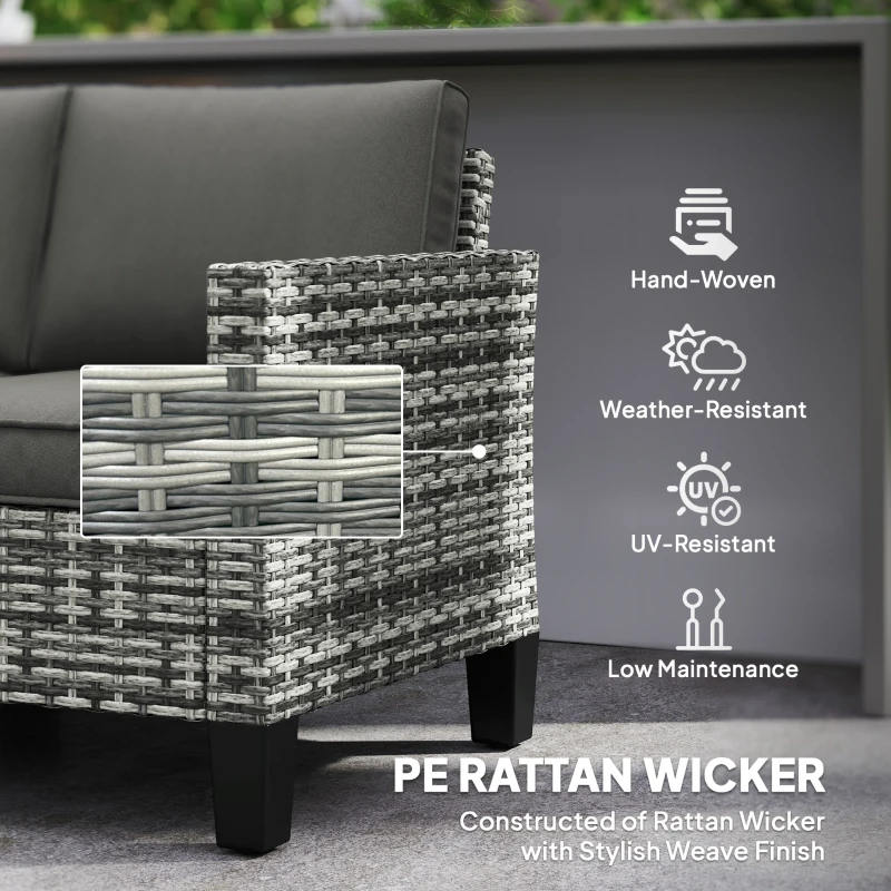 Best Two-Seater Rattan Outdoor Sofa - Light Grey - Image 5