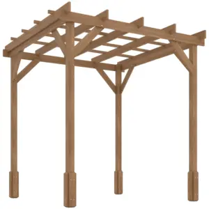 Best 2 x 2m Wooden Pergola Kit, Decorative Garden Gazebo Shelter with Stable Structure for Climbing Vines, Flowers, Dark Brown