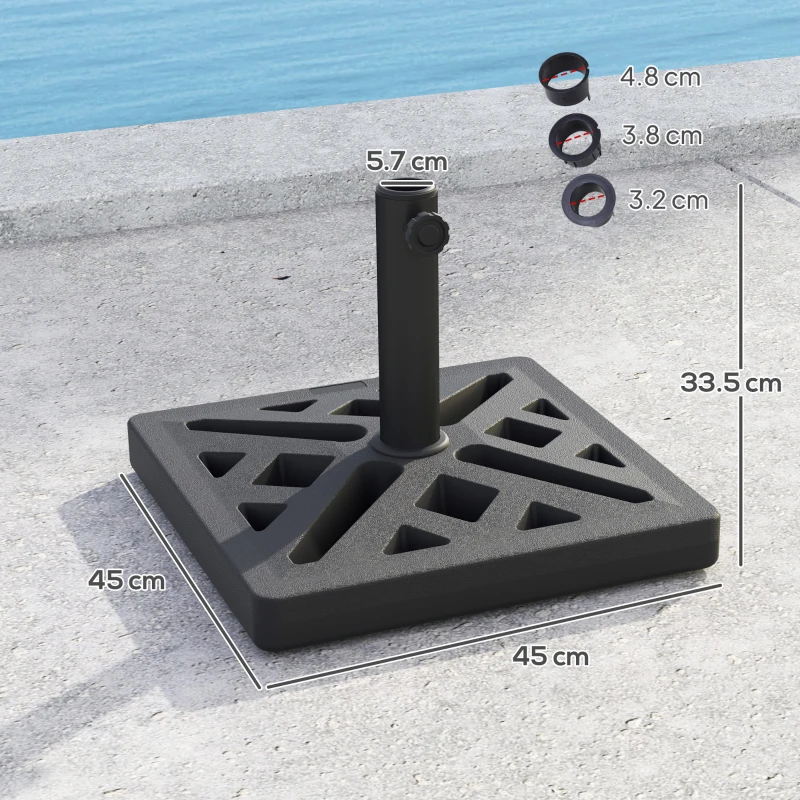 Best Garden Parasol Base, 15kg HDPE Outdoor Umbrella Stand Parasol Stand with Cut-Out Design, Sun Umbrella Base for 32, 38, 48 mm Poles, Black - Image 3