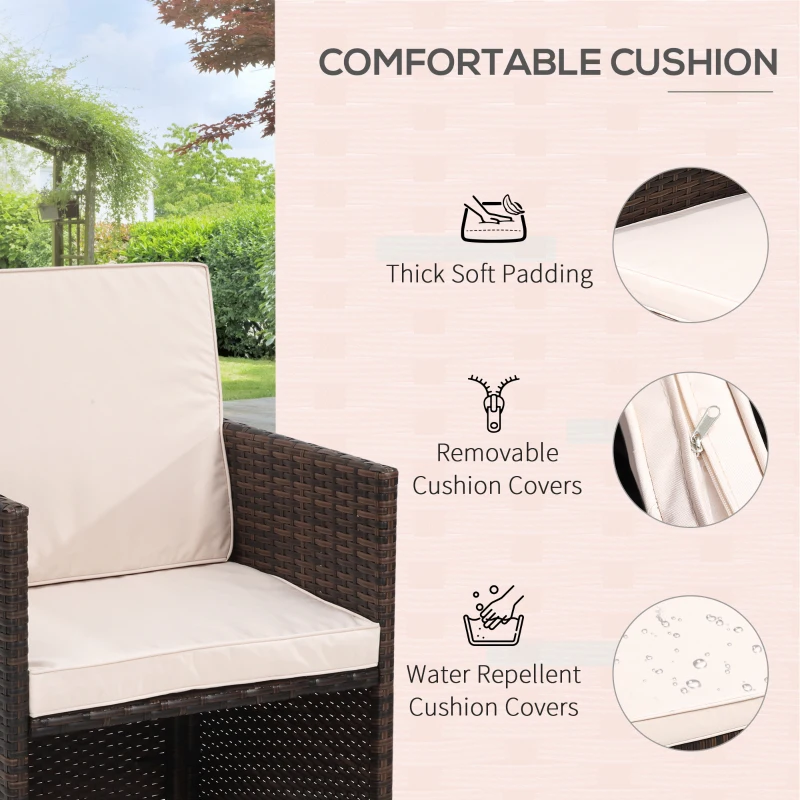 Best 8 Seater Rattan Cube Garden Furniture Set, Rattan Dining Set with Cushions, Outdoor Dining Table and Chairs with 4 Armchairs, 4 Stools, Square Glass Top Table for Patio, Balcony, Brown - Image 6
