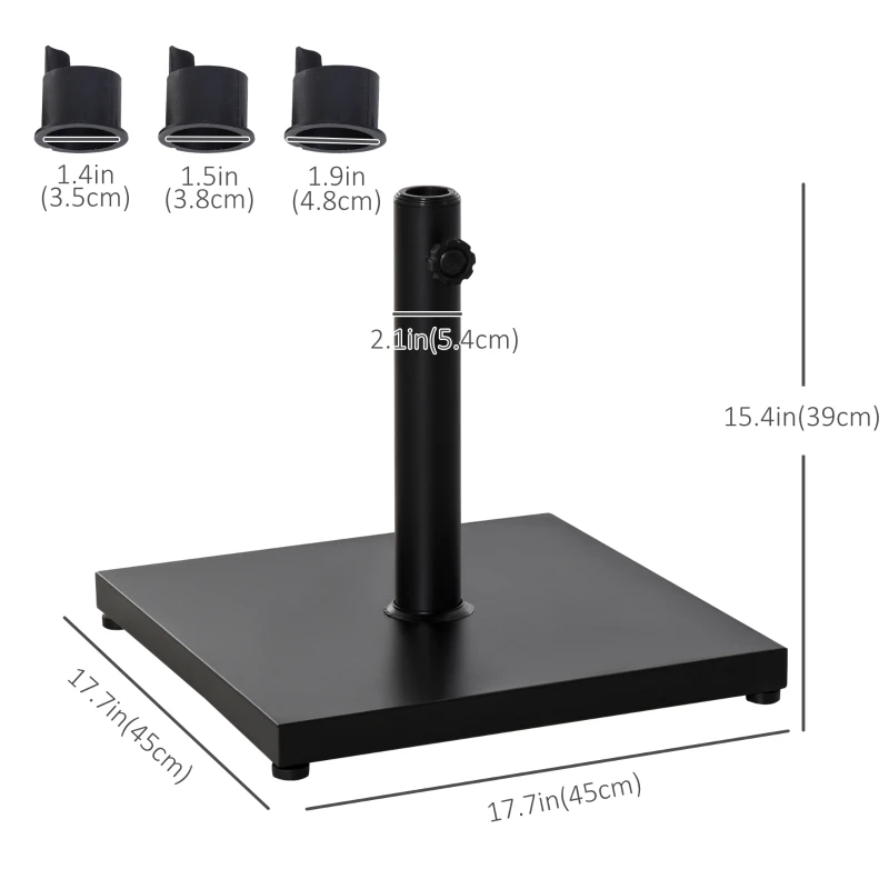 Best Φ35/38/48MM 18KG Steel Square Parasol Stand Base w/ Adjustable Knob Umbrella Stand Garden Patio Outdoor Home, Black - Image 3