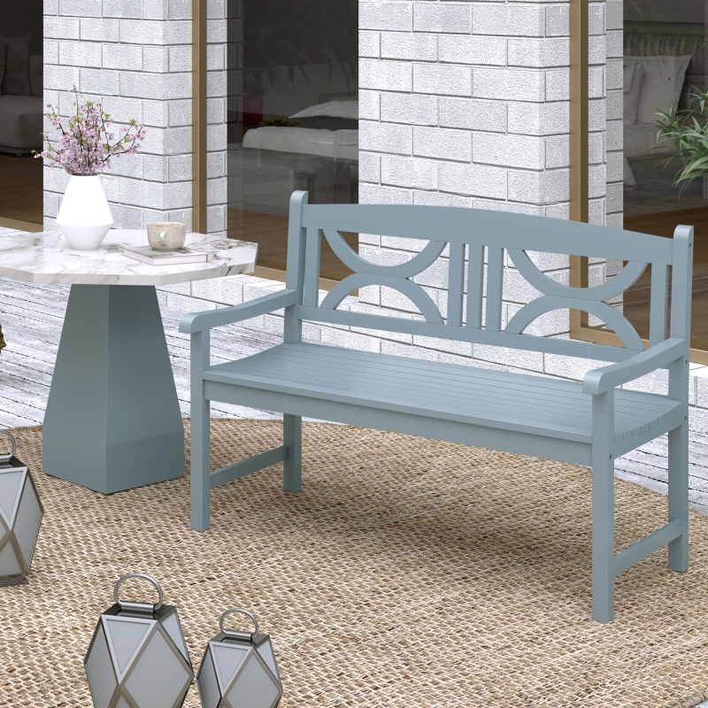 Best 2-Seater Wooden Garden Bench Outdoor Patio Loveseat for Porch, Grey - Image 9