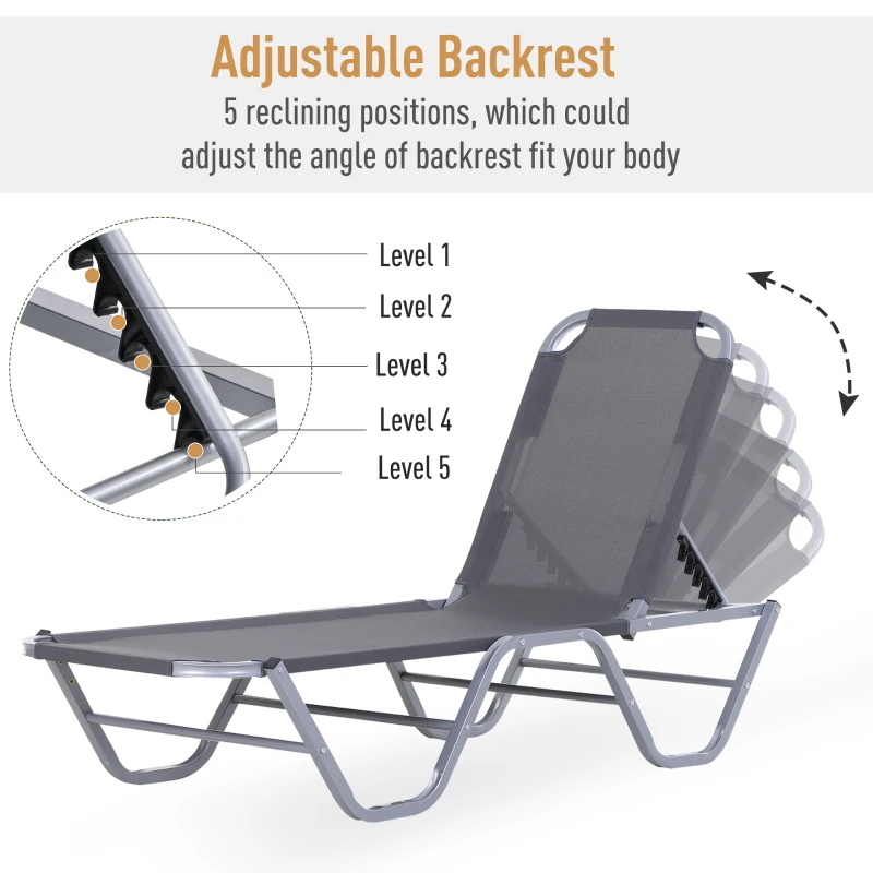 Best Sun Lounger Relaxer Recliner w/ 5-Position Adjustable Backrest Pool Sun Bathing - Image 6
