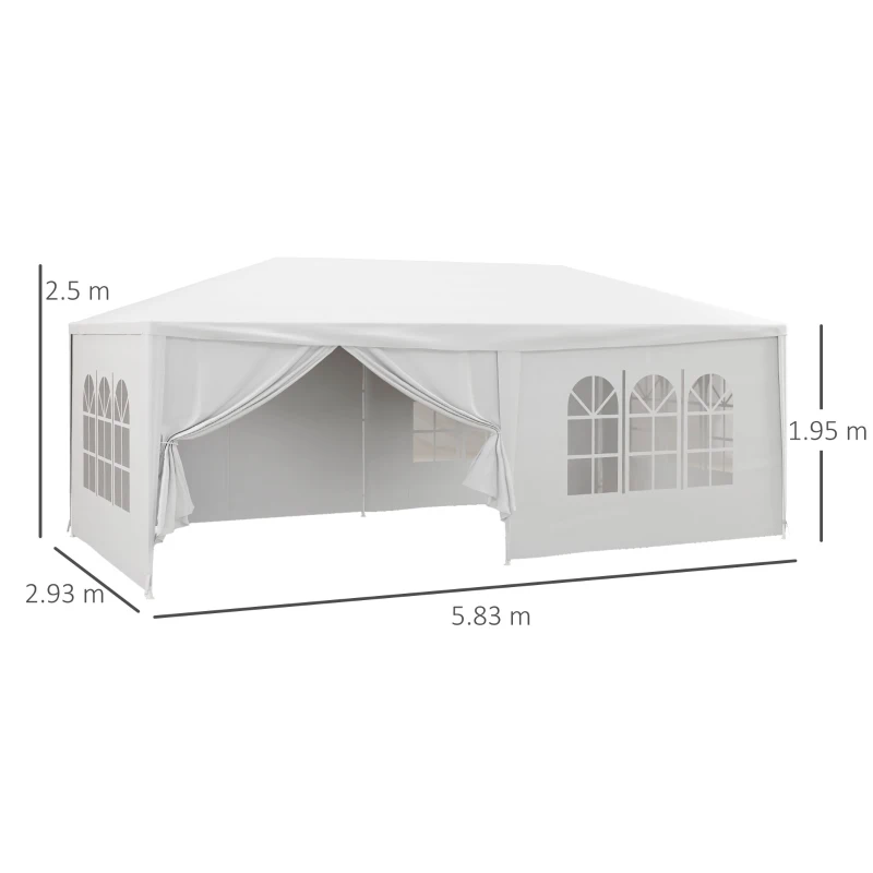 Best 6 x 3 m Party Tent Wedding Gazebo Outdoor Waterproof PE Canopy Shade with 6 Removable Side Walls - Image 3
