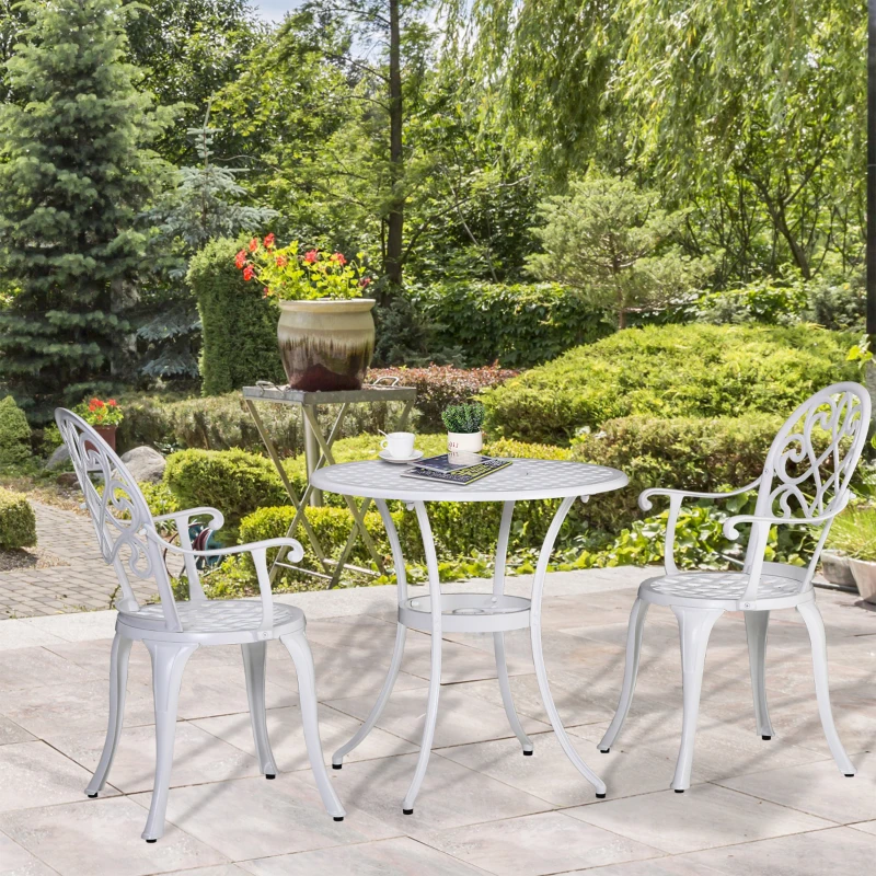Best Three-Piece Elegant Aluminium Garden Set - White - Image 2